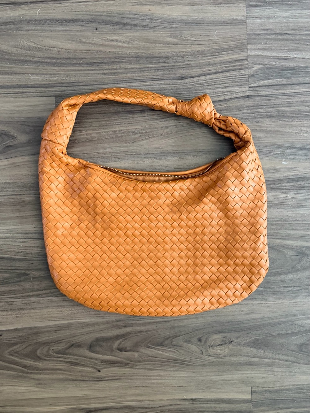 Melie Bianco Woven Shoulder Bag in Tan
